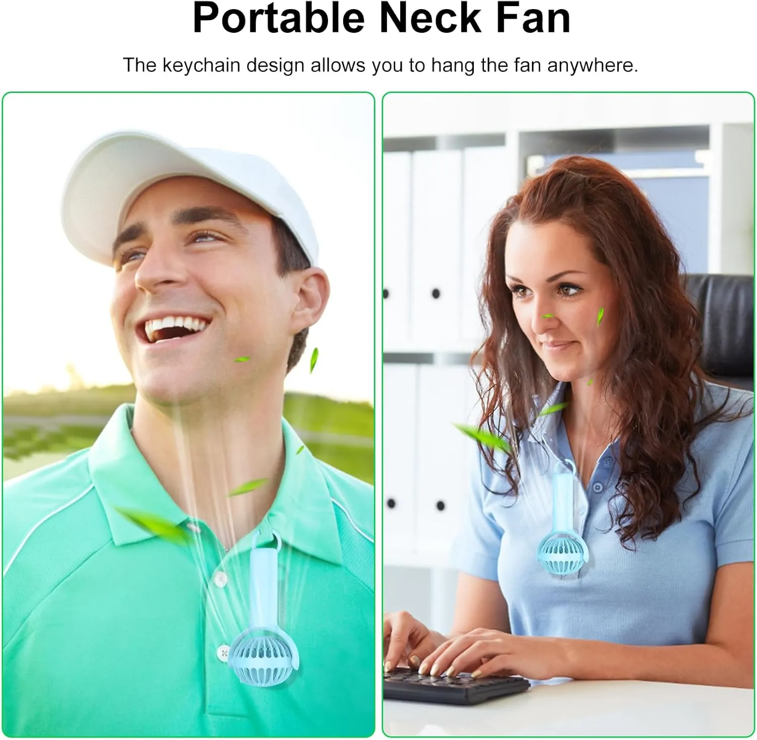 2 IN 1 Portable Handheld Mini Fan,Powerful Cooling,Personal Small Hand held Quiet Fan,Adjustable Desk Fan,Beach Travel Neck Fan,USB Rechargeable, Birthday Gifts for Women Mom(Light blue)