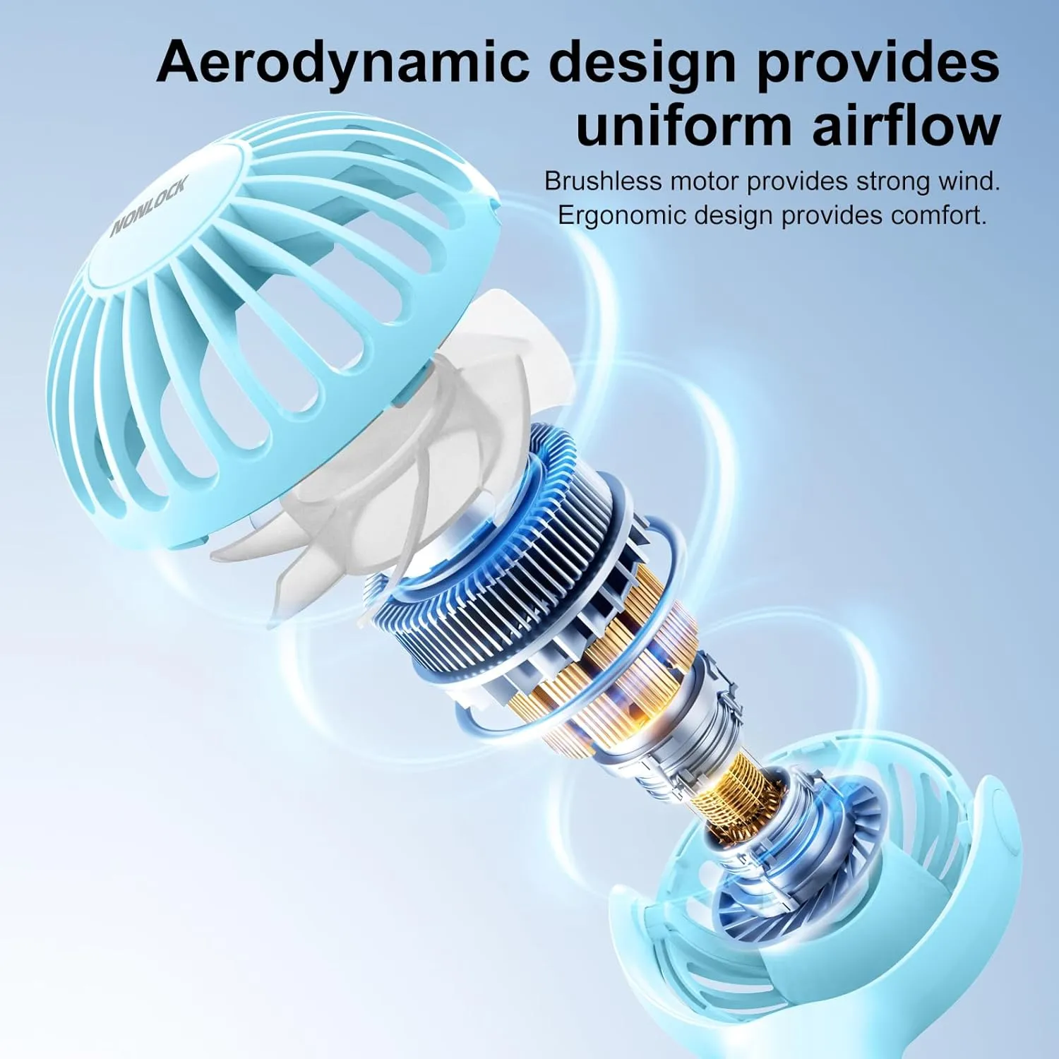 2 IN 1 Portable Handheld Mini Fan,Powerful Cooling,Personal Small Hand held Quiet Fan,Adjustable Desk Fan,Beach Travel Neck Fan,USB Rechargeable, Birthday Gifts for Women Mom(Light blue)