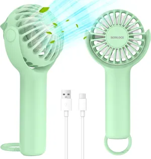 2 IN 1 Portable Handheld Mini Fan,Powerful Cooling,Personal Small Hand held Quiet Fan,Adjustable Desk Fan,Beach Travel Neck Fan,USB Rechargeable, Birthday Gifts for Women Mom(Light green) Mini handheld fan for personal cooling