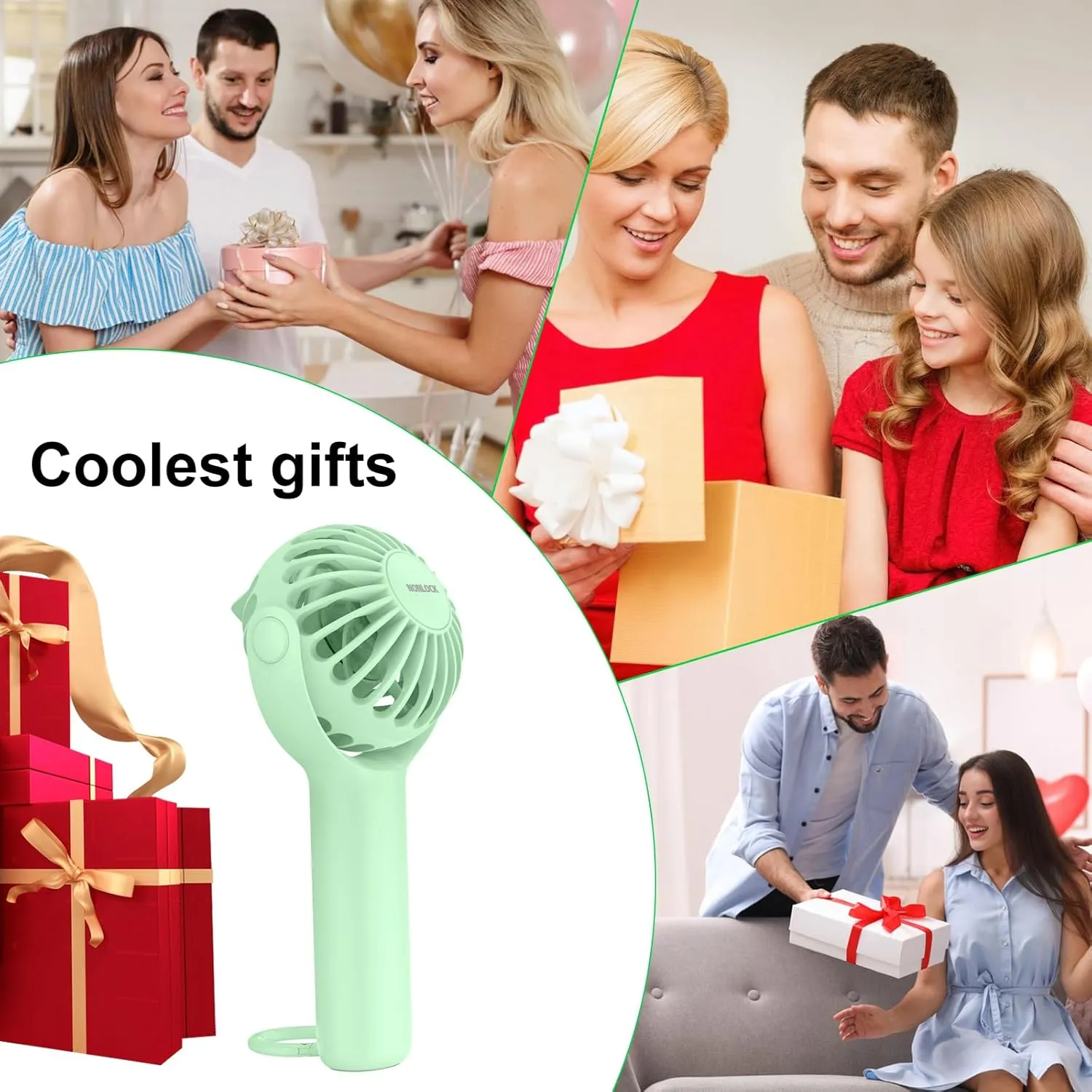 2 IN 1 Portable Handheld Mini Fan,Powerful Cooling,Personal Small Hand held Quiet Fan,Adjustable Desk Fan,Beach Travel Neck Fan,USB Rechargeable, Birthday Gifts for Women Mom(Light green)