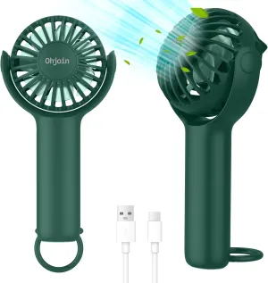 2 IN 1 Portable Mini Handheld Fan with Keychain Stand, Personal Powerful Cooling Fan, Small Battery Operated Table Fan, Quiet Hand Fan, USB Rechargeable, Birthday Gifts for Women (Dark green) USB desktop fan for workspace