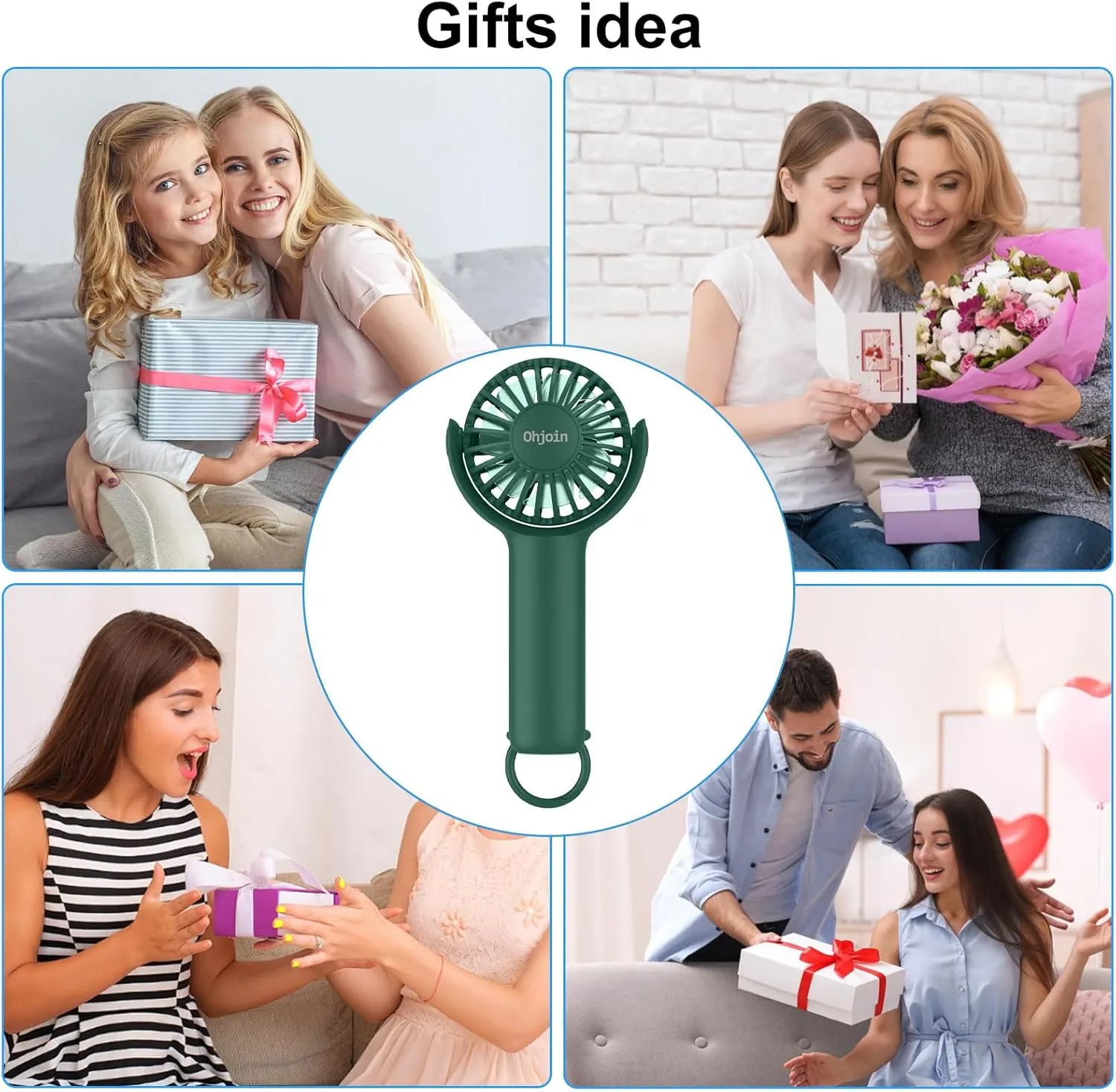 2 IN 1 Portable Mini Handheld Fan with Keychain Stand, Personal Powerful Cooling Fan, Small Battery Operated Table Fan, Quiet Hand Fan, USB Rechargeable, Birthday Gifts for Women (Dark green)