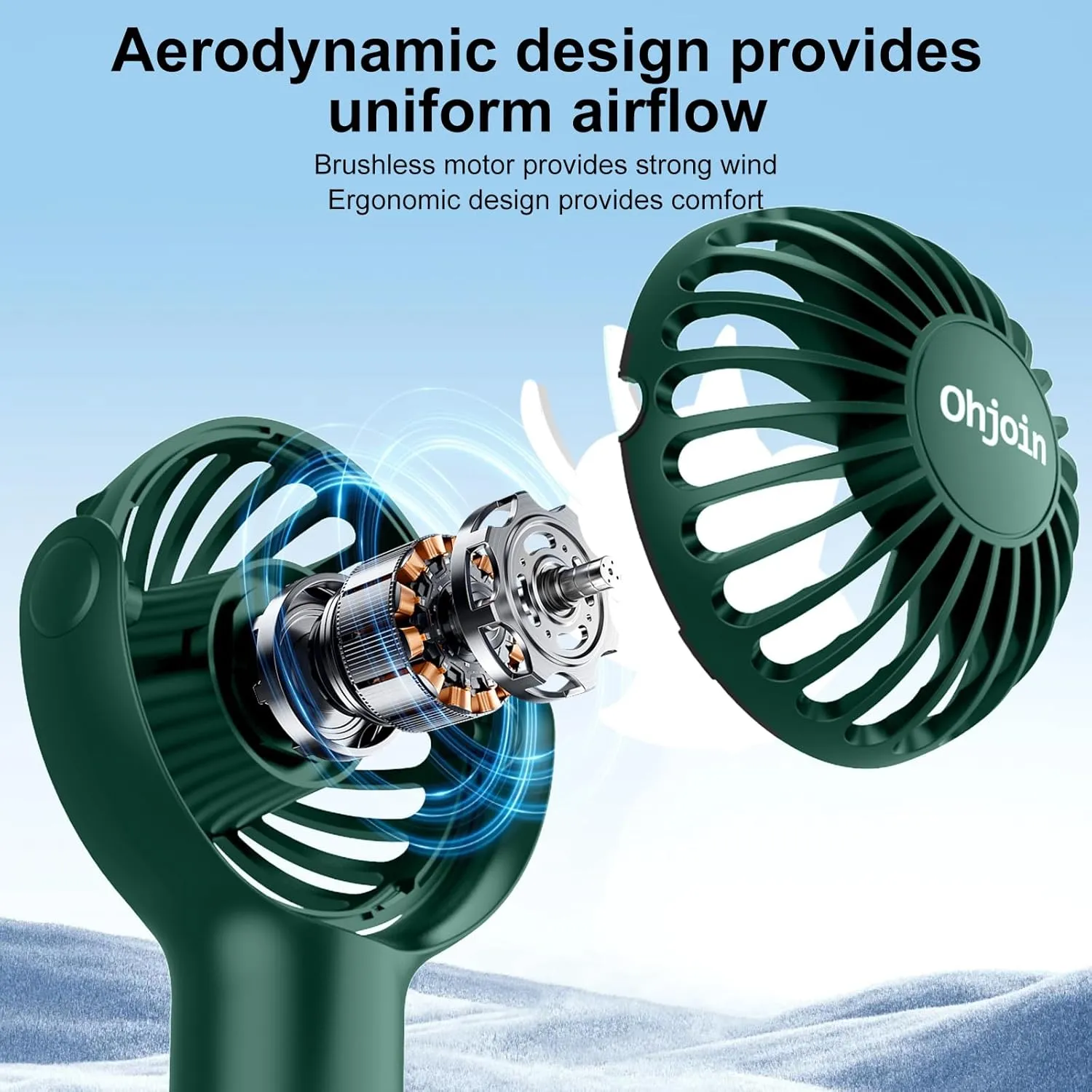2 IN 1 Portable Mini Handheld Fan with Keychain Stand, Personal Powerful Cooling Fan, Small Battery Operated Table Fan, Quiet Hand Fan, USB Rechargeable, Birthday Gifts for Women (Dark green)