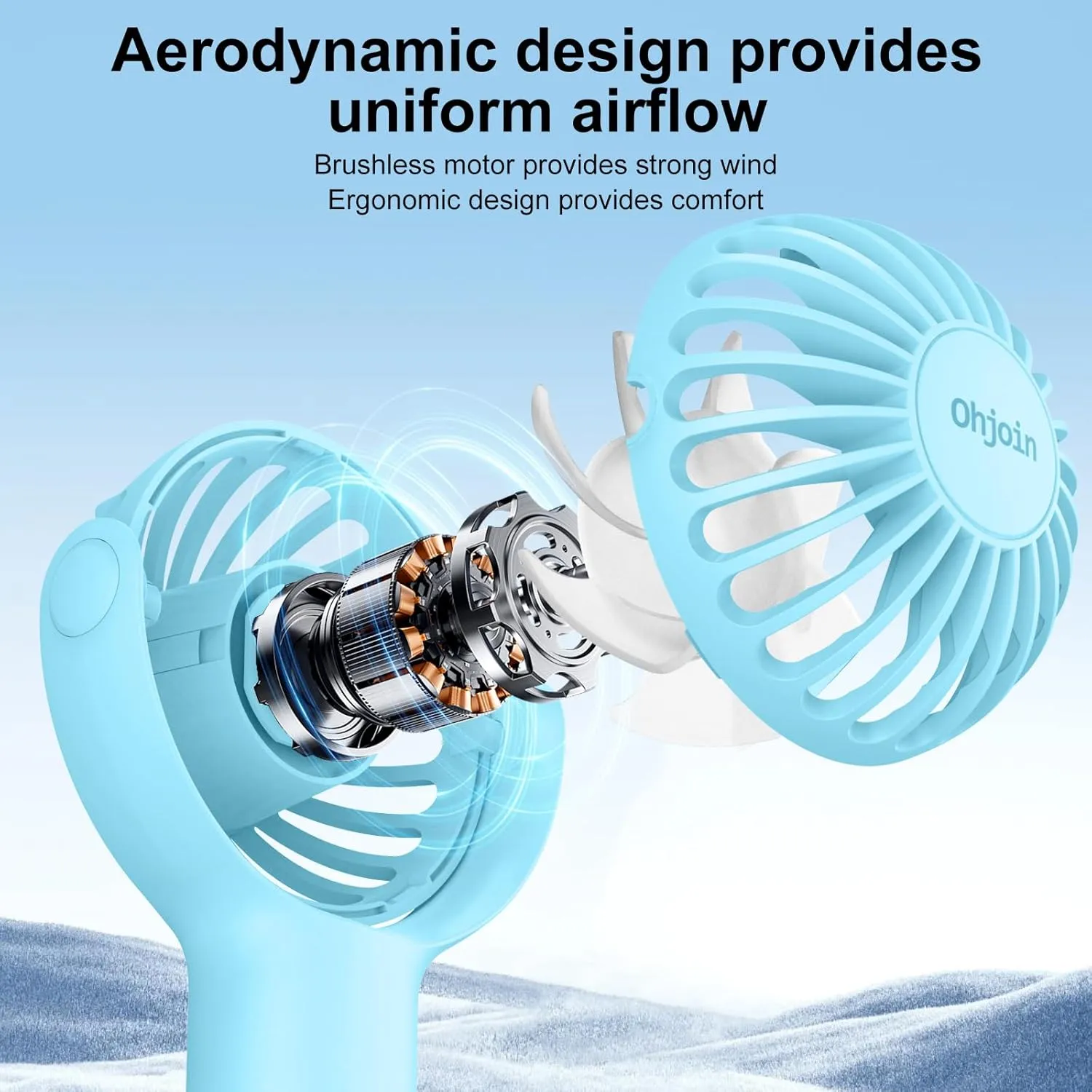 2 IN 1 Portable Mini Handheld Fan with Keychain Stand, Personal Powerful Cooling Fan, Small Battery Operated Table Fan, Quiet Hand Fan, USB Rechargeable, Birthday Gifts for Women (Light blue)