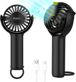 2 IN 1 Portable Mini Handheld Fan with Keychain Stand, Personal Powerful Cooling Fan, Small Battery Operated Table Fan, Quiet Hand Fan, USB Rechargeable, Birthday Gifts for Women Mom (Black) USB desktop fan for workspace