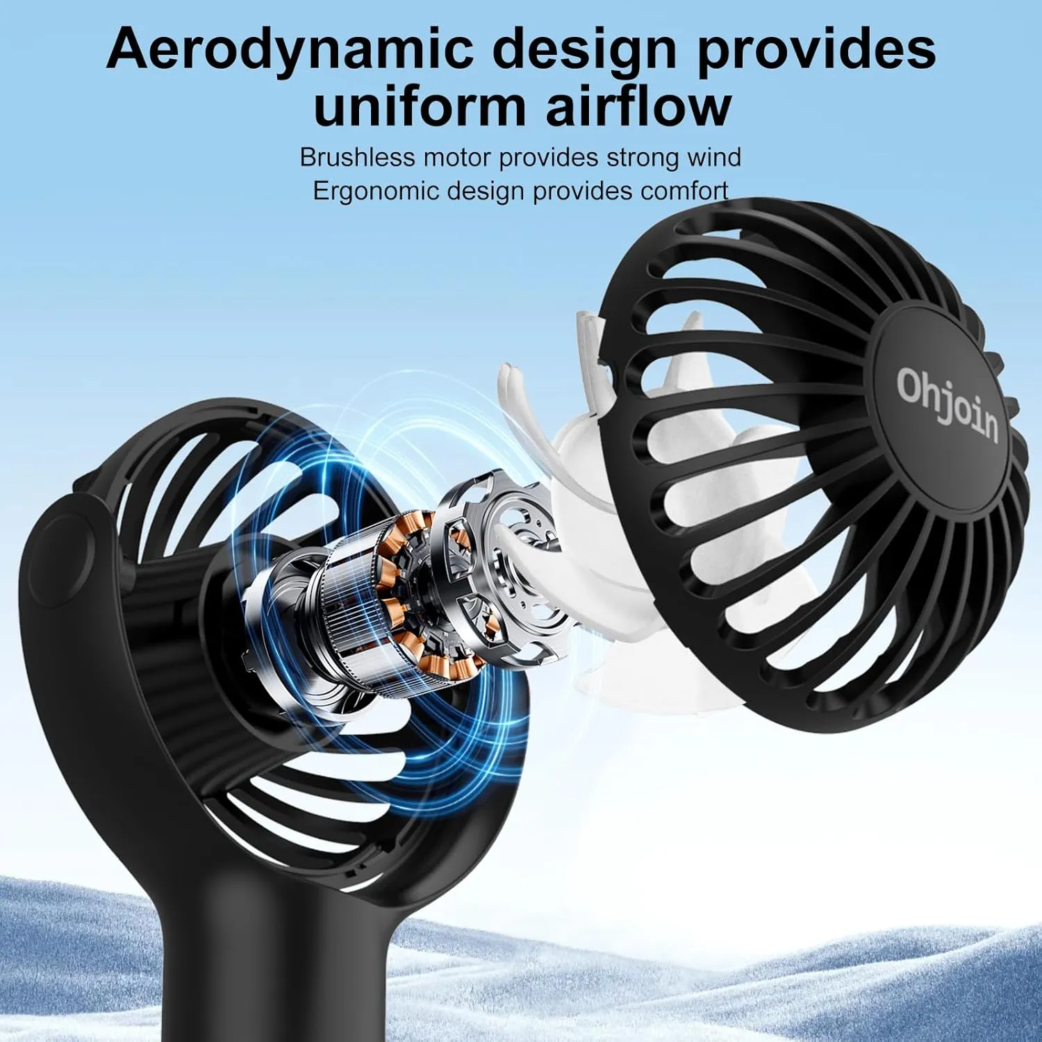 2 IN 1 Portable Mini Handheld Fan with Keychain Stand, Personal Powerful Cooling Fan, Small Battery Operated Table Fan, Quiet Hand Fan, USB Rechargeable, Birthday Gifts for Women Mom (Black)