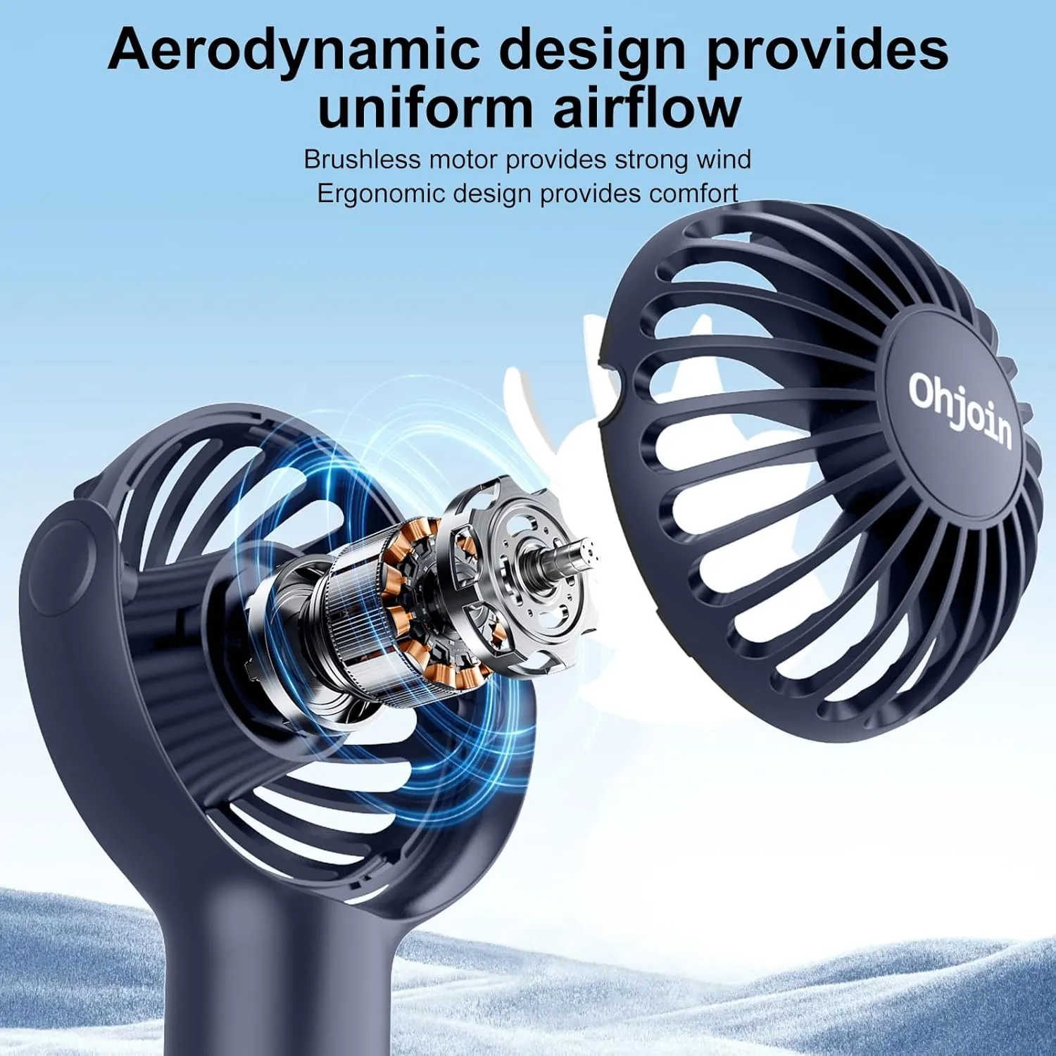 2 IN 1 Portable Mini Handheld Fan with Keychain Stand, Personal Powerful Cooling Fan, Small Battery Operated Table Fan, Quiet Hand Fan, USB Rechargeable, Birthday Gifts for Women Mom (Blue)