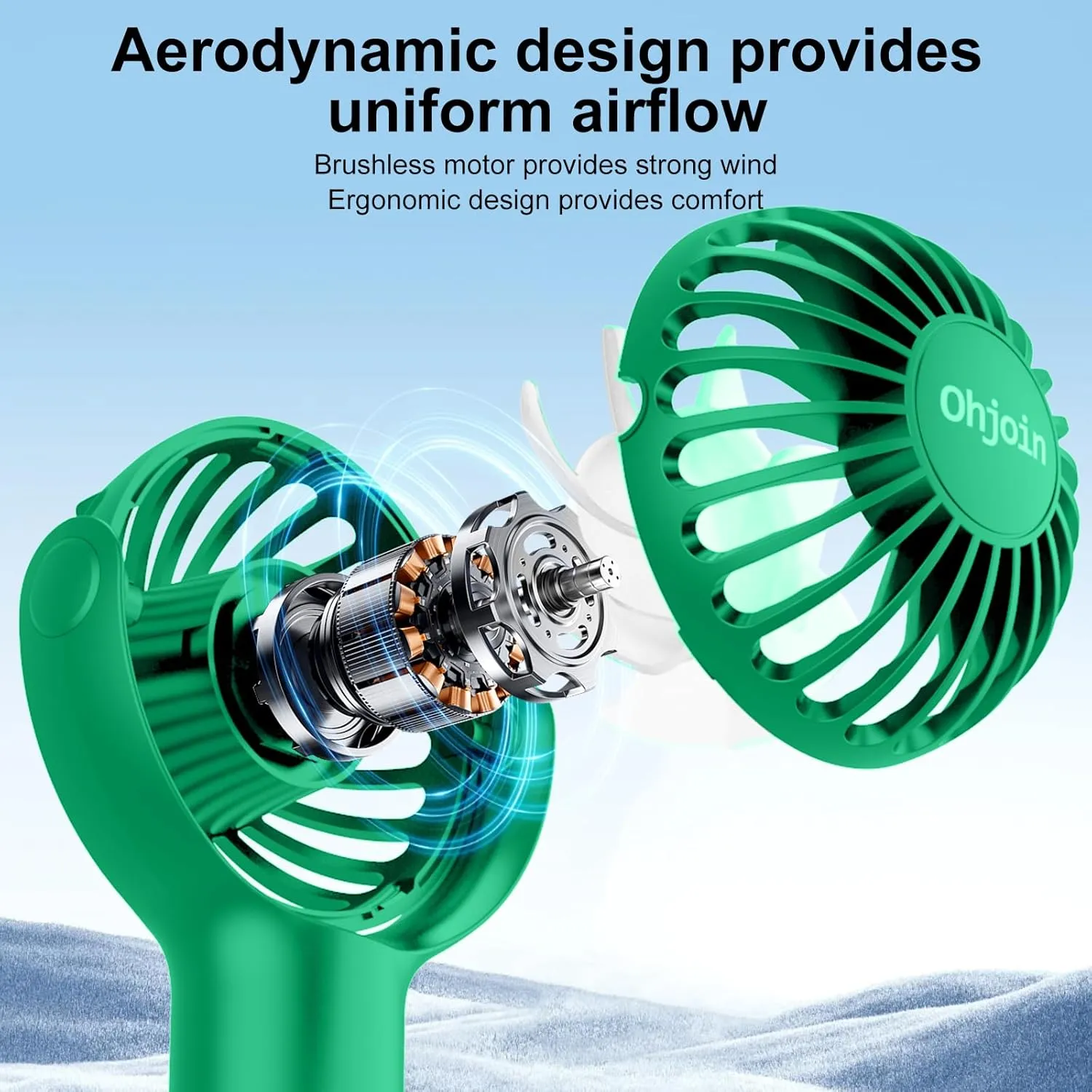 2 IN 1 Portable Mini Handheld Fan with Keychain Stand, Personal Powerful Cooling Fan, Small Battery Operated Table Fan, Quiet Hand Fan, USB Rechargeable, Birthday Gifts for Women Mom (Green)