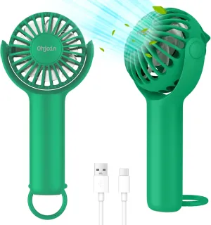 2 IN 1 Portable Mini Handheld Fan with Keychain Stand, Personal Powerful Cooling Fan, Small Battery Operated Table Fan, Quiet Hand Fan, USB Rechargeable, Birthday Gifts for Women Mom (Green) USB desktop fan for workspace