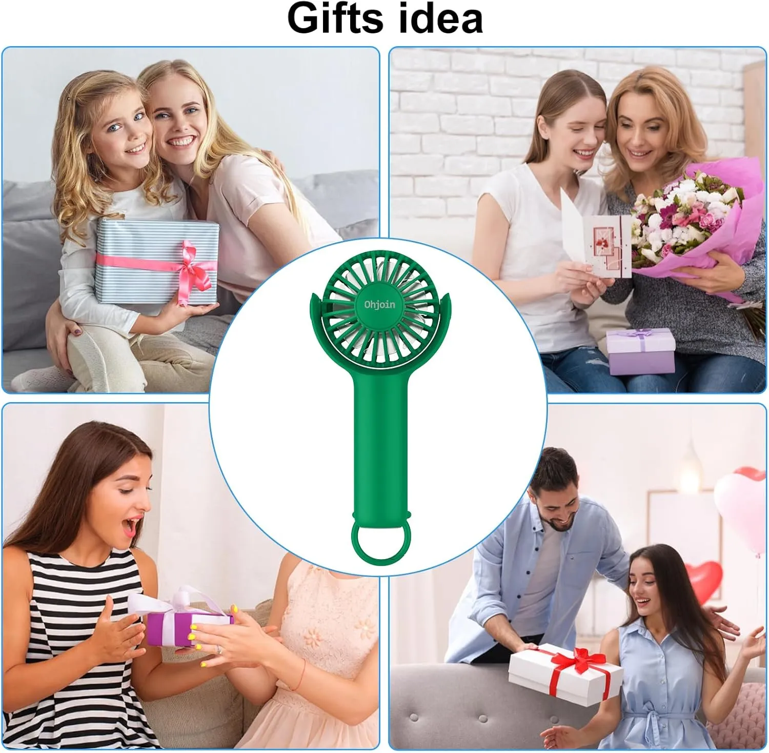 2 IN 1 Portable Mini Handheld Fan with Keychain Stand, Personal Powerful Cooling Fan, Small Battery Operated Table Fan, Quiet Hand Fan, USB Rechargeable, Birthday Gifts for Women Mom (Green)