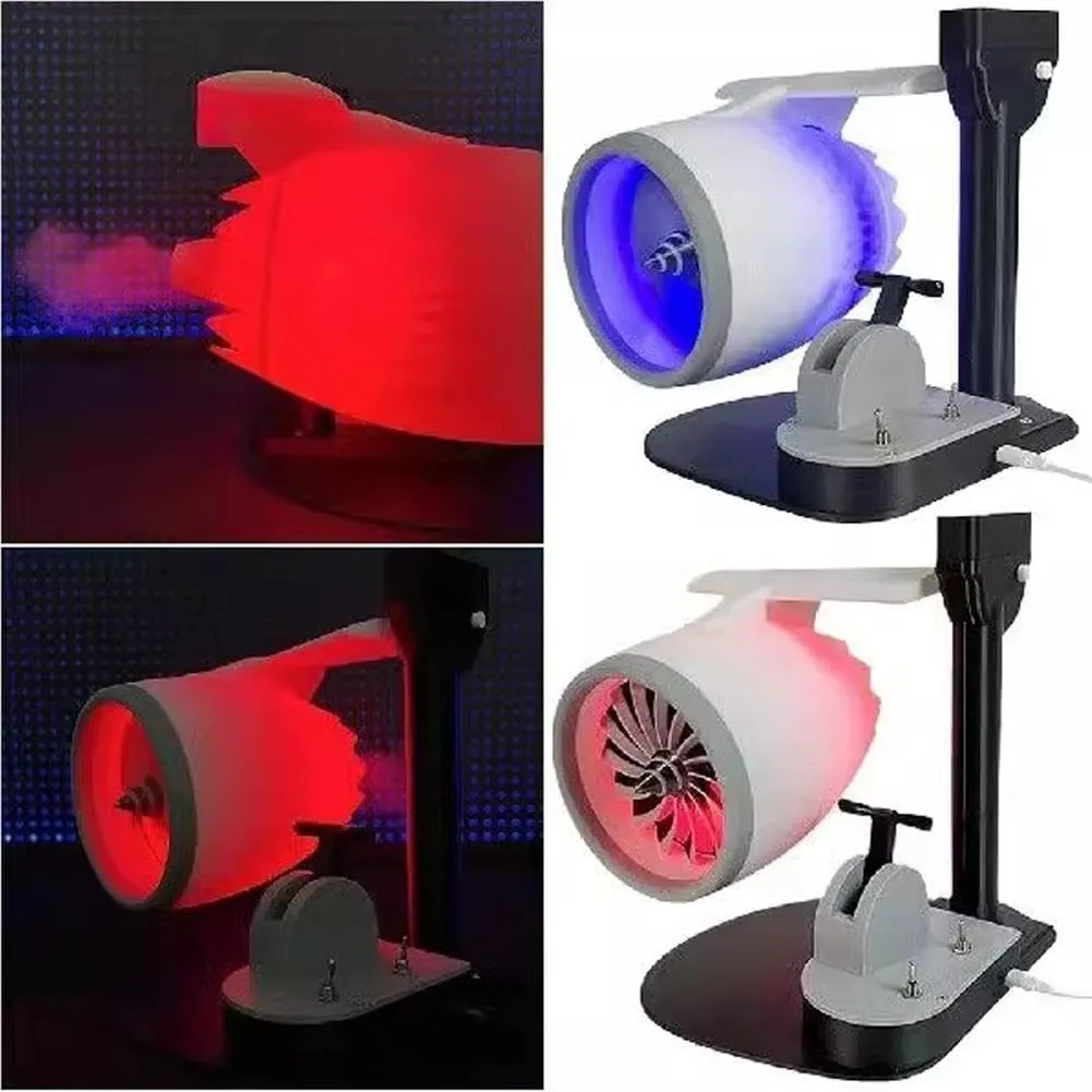 2-in-1 Turbo Fan for Desk,Creative Turbo Desktop Fan with Light,Equipped with A Humidifier and Red Tail Lights,Adjustable Turbofan Engine Shape,for Office Desk