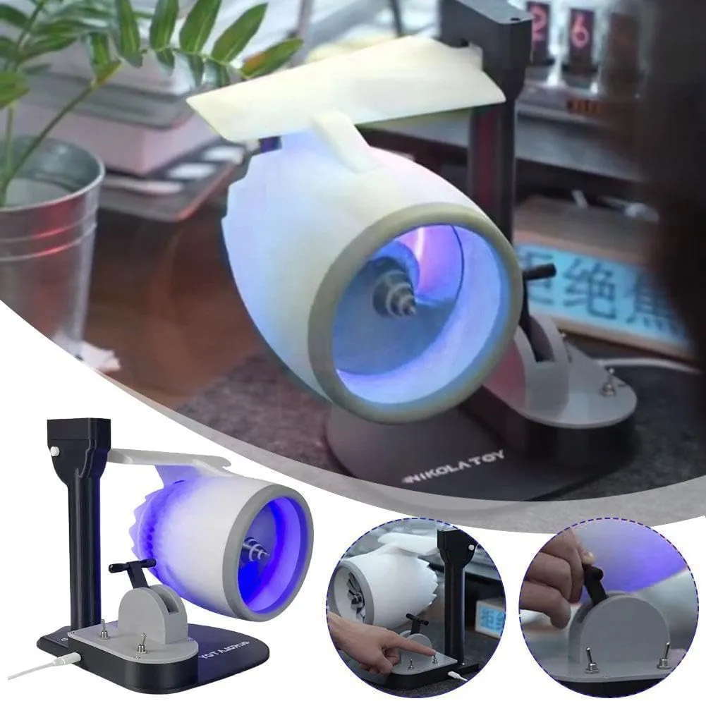 2-in-1 Turbo Fan for Desk,Creative Turbo Desktop Fan with Light,Equipped with A Humidifier and Red Tail Lights,Adjustable Turbofan Engine Shape,for Office Desk