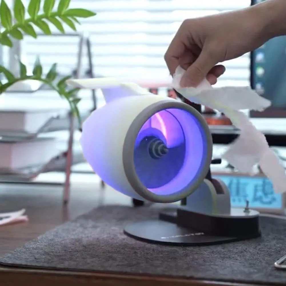 2-in-1 Turbo Fan for Desk,Creative Turbo Desktop Fan with Light,Equipped with A Humidifier and Red Tail Lights,Adjustable Turbofan Engine Shape,for Office Desk