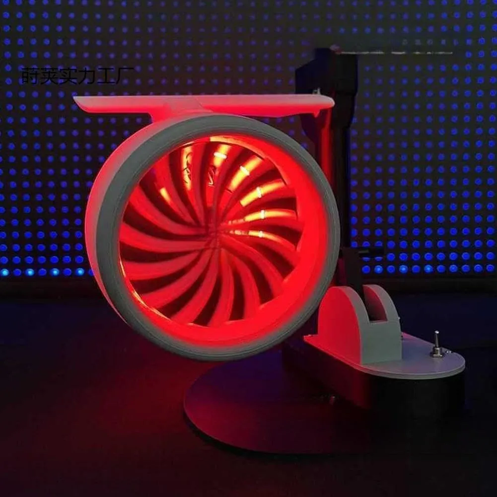 2-in-1 Turbo Fan for Desk,Creative Turbo Desktop Fan with Light,Equipped with A Humidifier and Red Tail Lights,Adjustable Turbofan Engine Shape,for Office Desk