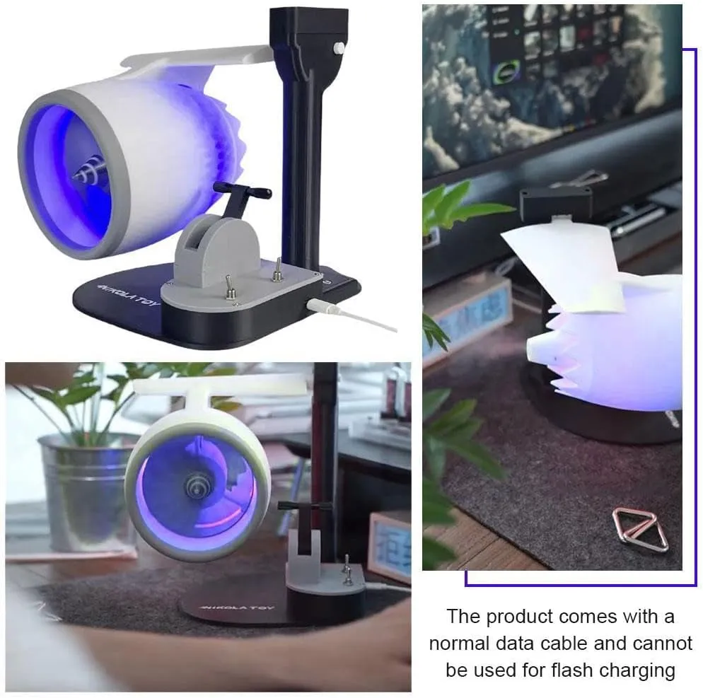 2-in-1 Turbo Fan for Desk,Creative Turbo Desktop Fan with Light,Equipped with A Humidifier and Red Tail Lights,Adjustable Turbofan Engine Shape,for Office Desk