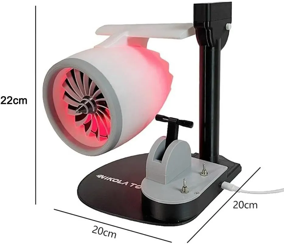 2-in-1 Turbo Fan for Desk,Creative Turbo Desktop Fan with Light,Equipped with A Humidifier and Red Tail Lights,Adjustable Turbofan Engine Shape,for Office Desk