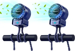 2 Pack Multifunctional Portable Stroller Fan 4 Speed 6600rpm High Speed Usb Rechargeable Personal Mini Handheld Fan Extended Tripod For Desktop Winding Kids Bed Treadmill Bike Golf Cart Outdoor Travel USB desktop fan for workspace