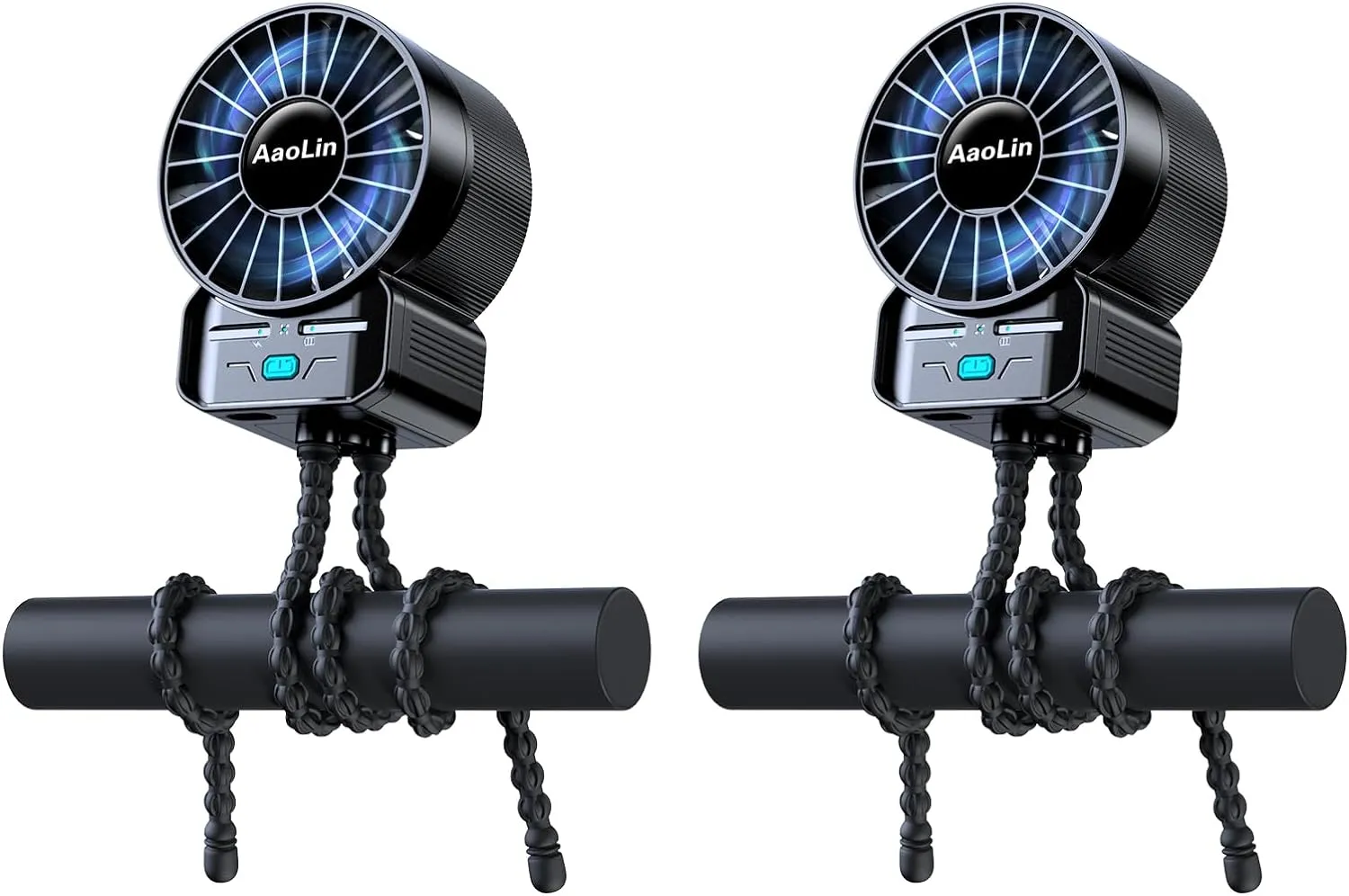 2 Pack Multifunctional Portable Stroller Fan 4 Speed 6600rpm High Speed Usb Rechargeable Personal Mini Handheld Fan Extended Tripod For Desktop Winding Kids Bed Treadmill Bike Golf Cart Outdoor Travel USB desktop fan for workspace
