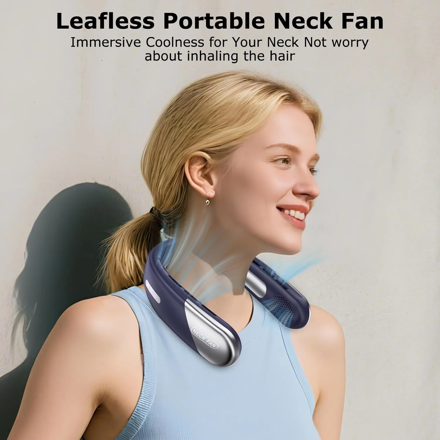 2 Pack Portable Neck Fan Personal 4000mAh Bladeless Cooling Neck Fan Blow Cold Air Neck Cooler Wearable Fan Around Your Neck Adjustable Hands-Free Rechargeable Gift for Men Women Mom Dad, Essentials