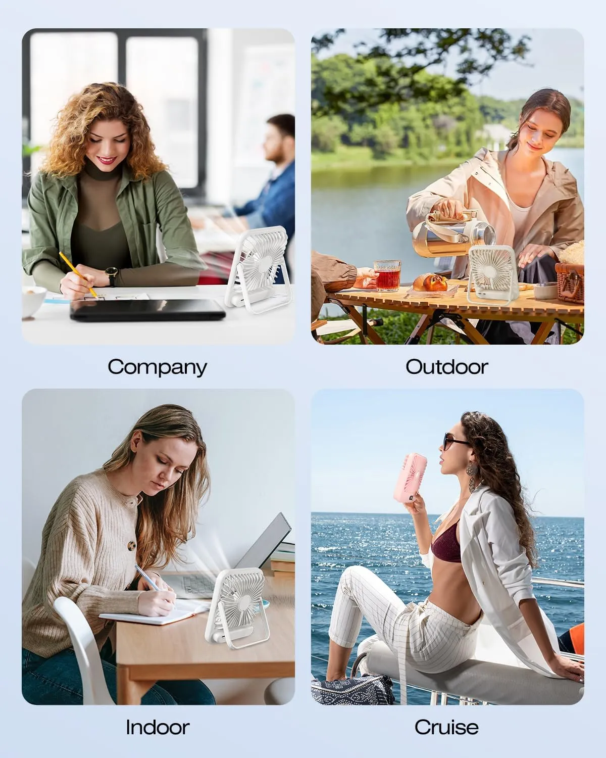 2 Pack Portable Travel Fan, 14 Hours Battery Life 6.8" Small Desk Fan with 100 Speed,Digital Display, Rechargeable Battery Operated Quiet Personal Fan for Cruise Essentials Office Bedroom Outdoor