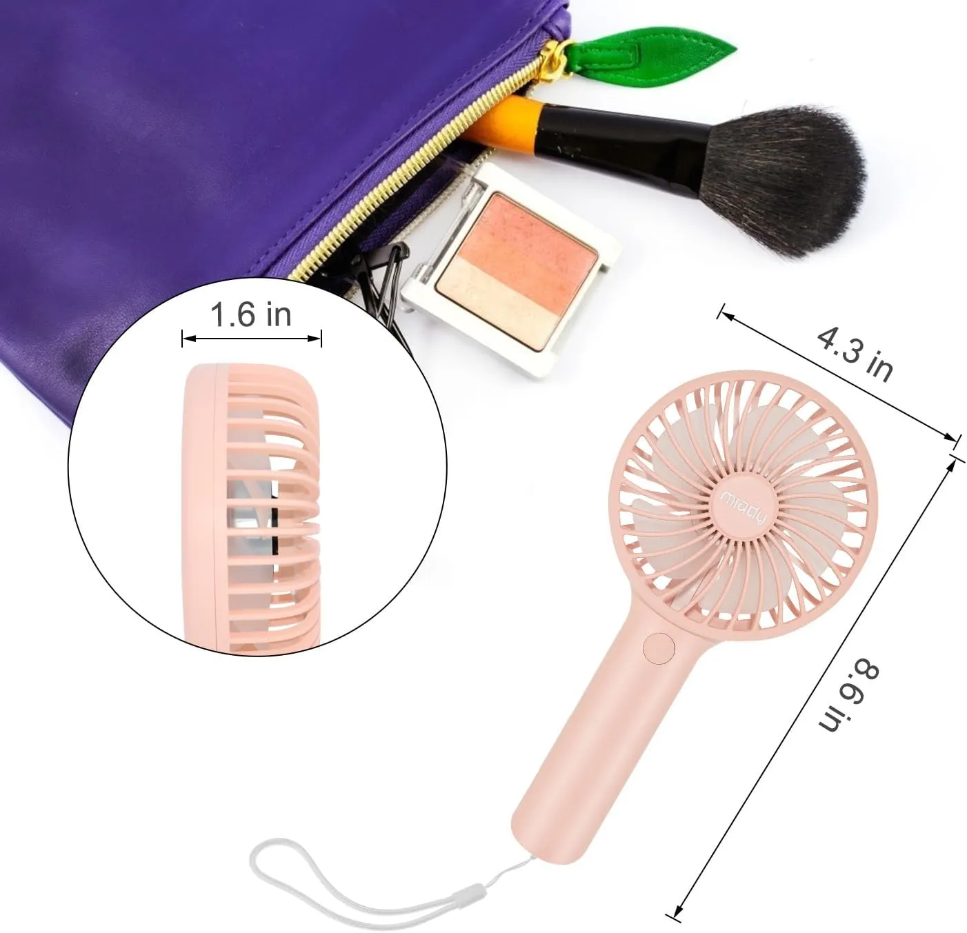 2-Pack Upgraded 5000mAh Portable Handheld Fan 3 Speed Mini USB Strong Wind 7-20 Hours Runtime Personal Electric for Travel Office Outdoor (Cream Blue pink)