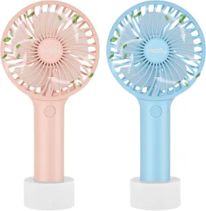 2-Pack Upgraded 5000mAh Portable Handheld Fan 3 Speed Mini USB Strong Wind 7-20 Hours Runtime Personal Electric for Travel Office Outdoor (Cream Blue pink) USB desktop fan for workspace