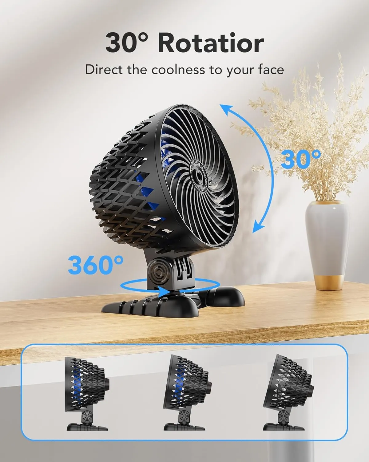 2 Pack USB Desk Fan, Table Fan with CVT Variable Speeds, Quiet Portable, Desktop Mini Personal Fan for Room, Home, Office