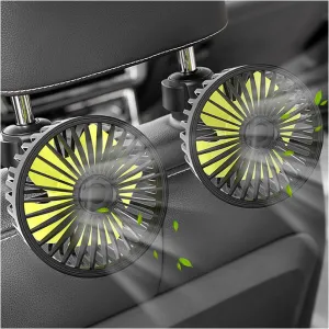 2 PCS USB Car Seat Fans for Backseat, 360 Rotatable Strong Wind Rear Seat Cooling Fan with 3 Speeds, 5V Powerful Air Circulation Electric Headrest Fan for for Sedan SUV RV Truck Rear-mounted fan for childrens safety