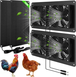 2 Sets Solar Powered Fan Kit Solar Panel Fan Kit 10w Weatherproof Dual Solar Fans Outside Waterproof Solar Exhaust Fan for Chicken Coops Greenhouse Sheds Pet House Car Window Ventilation Solar-powered car fan for ventilation