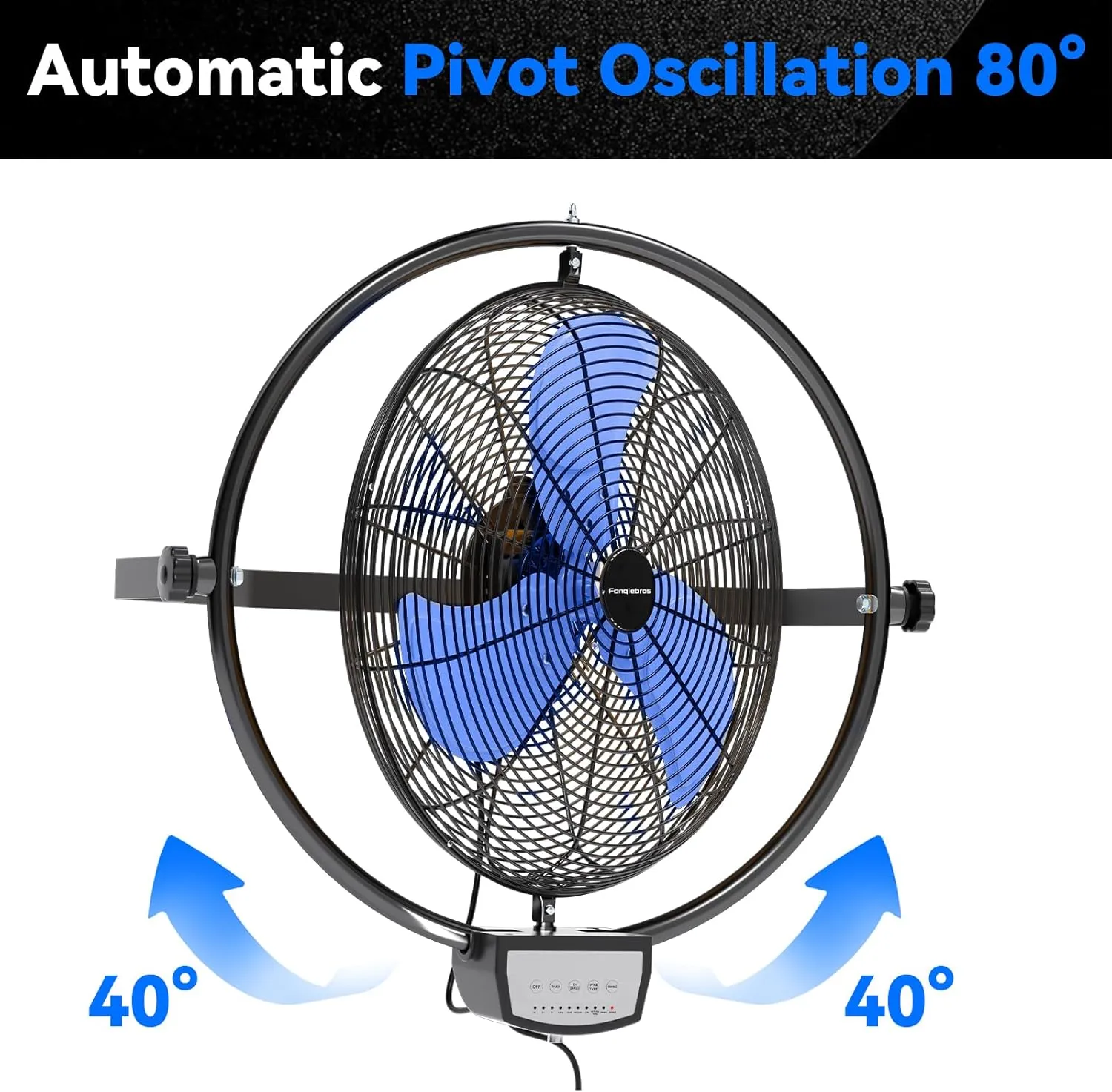 20 IN 5000 CFM Remote Control Wall Mount Fan, 3 Speed Industrial Wall Fan with Timer, Oscillation & Tilting, Air Circulator for Garage, Commercial, Greenhouse, Warehouse & Gazebo Use, UL Listed