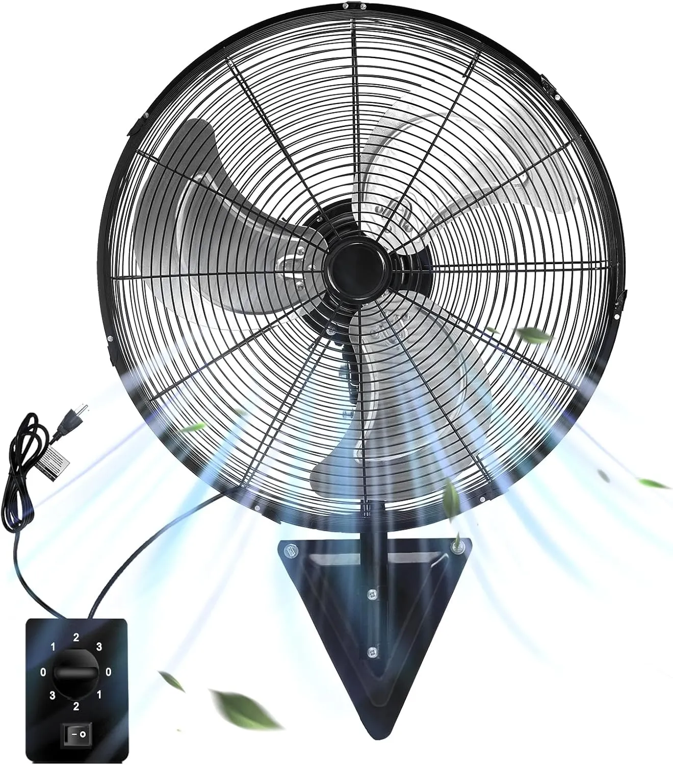 20 Inch Wall Mount Fan, Heavy Duty Oscillating Wall Mounted Fan with 5500 CFM, High Velocity 3 Speed Fans Outdoor with Adjustable Tilting for Workshop, Garage, Patios, Commercial and Industrial App-controlled remote fan for convenience