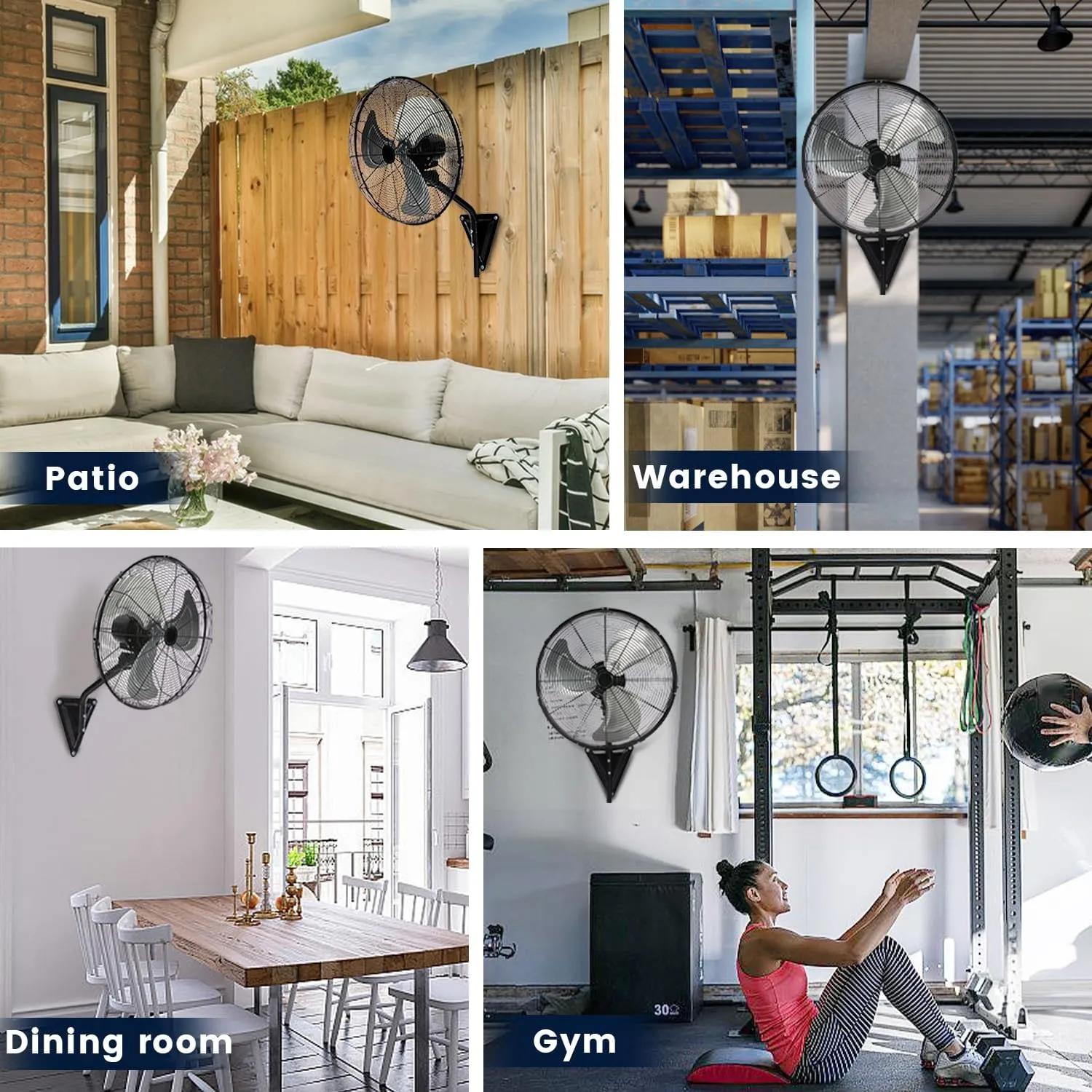 20 Inch Wall Mount Fan, Heavy Duty Oscillating Wall Mounted Fan with 5500 CFM, High Velocity 3 Speed Fans Outdoor with Adjustable Tilting for Workshop, Garage, Patios, Commercial and Industrial