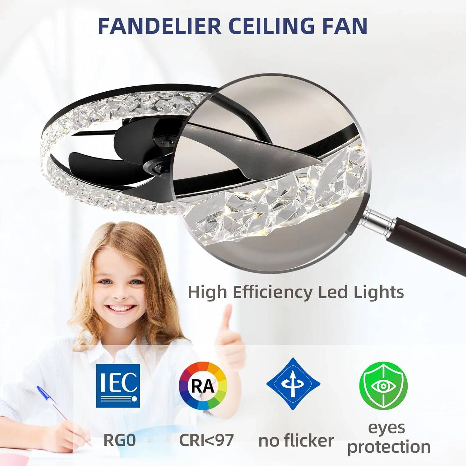 20 Inchs Ceiling Fans with Lights and Remote Low Profile Ceiling Fan and Light Dimmable 36W 3000-6000K LED Fan Lighting Modern Flush Mount for Bedroom Kitchen Living Room (Black)