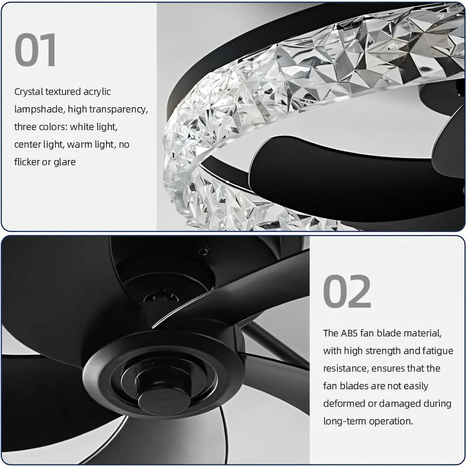 20 Inchs Ceiling Fans with Lights and Remote Low Profile Ceiling Fan and Light Dimmable 36W 3000-6000K LED Fan Lighting Modern Flush Mount for Bedroom Kitchen Living Room (Black)
