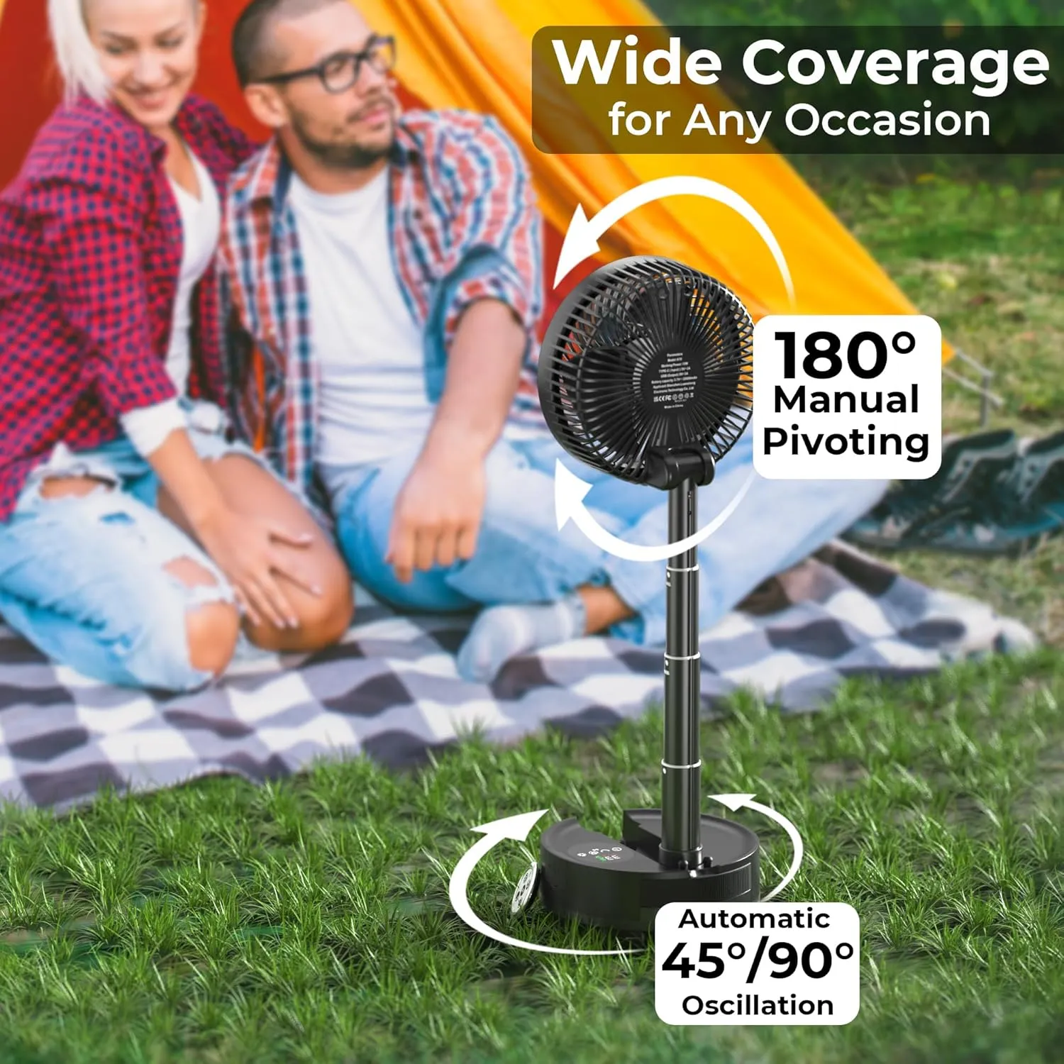 20000mAh Battery Operated Oscillating Table Fan - 112Hrs Rechargeable Camping Fan with Light & Timer, 8 Speeds Portable Travel Fan for Cruise RV Trip, Hurricane Power Outage (8" with Case)