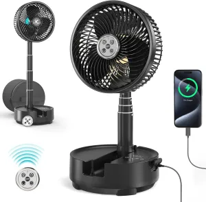 20000mAh Battery Operated Oscillating Table Fan - 112Hrs Rechargeable Camping Fan with Light & Timer, 8 Speeds Portable Travel Fan for Cruise RV Trip, Hurricane Power Outage (8" with Case) 2-in-1 camping light and fan combo