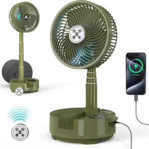 20000mAh Battery Operated Oscillating Table Fan - 112Hrs Rechargeable Camping Fan with Light & Timer, 8 Speeds Portable Travel Fan for Cruise RV Trip, Hurricane Power Outage (8" with Case) Battery-powered portable fan