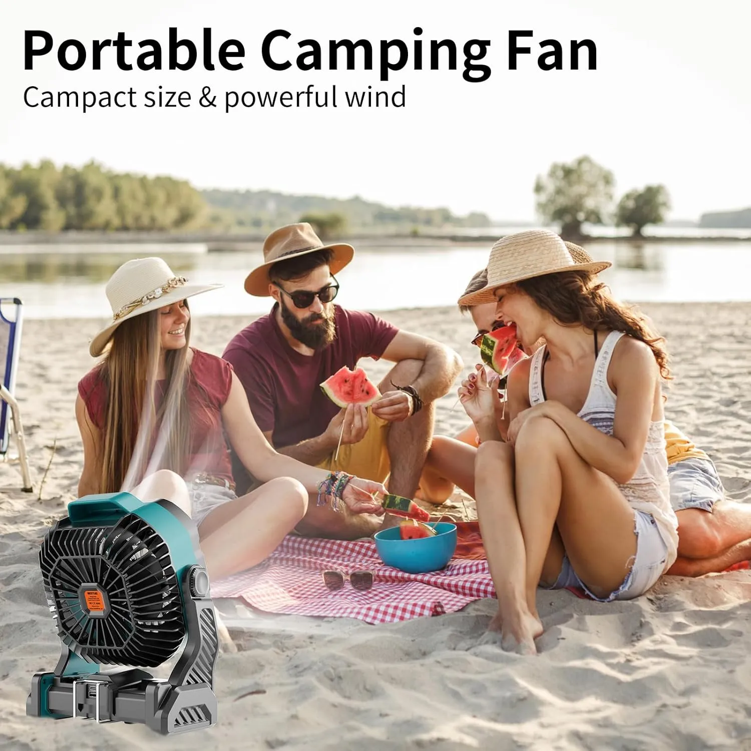 20000mAh Battery powered fan Camping essentials,Rechargeable fan Portable Battery Operated Tent with Light & Hook X26A Cyan