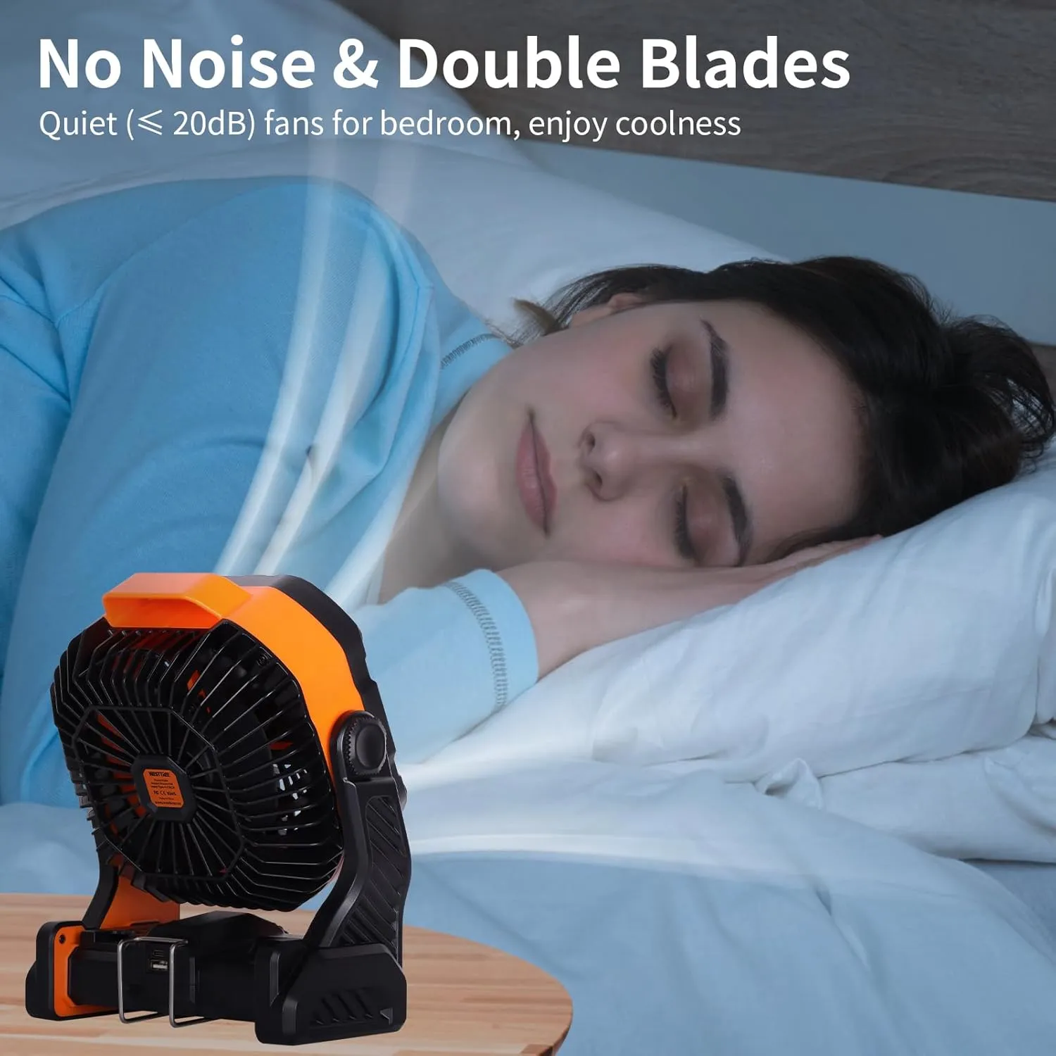 20000mAh Battery powered fan Camping Fan essentials Portable fan Battery OperatedRechargeable Outdoor Tent with Light & Hook Personal USB Desk for Camping,Orange