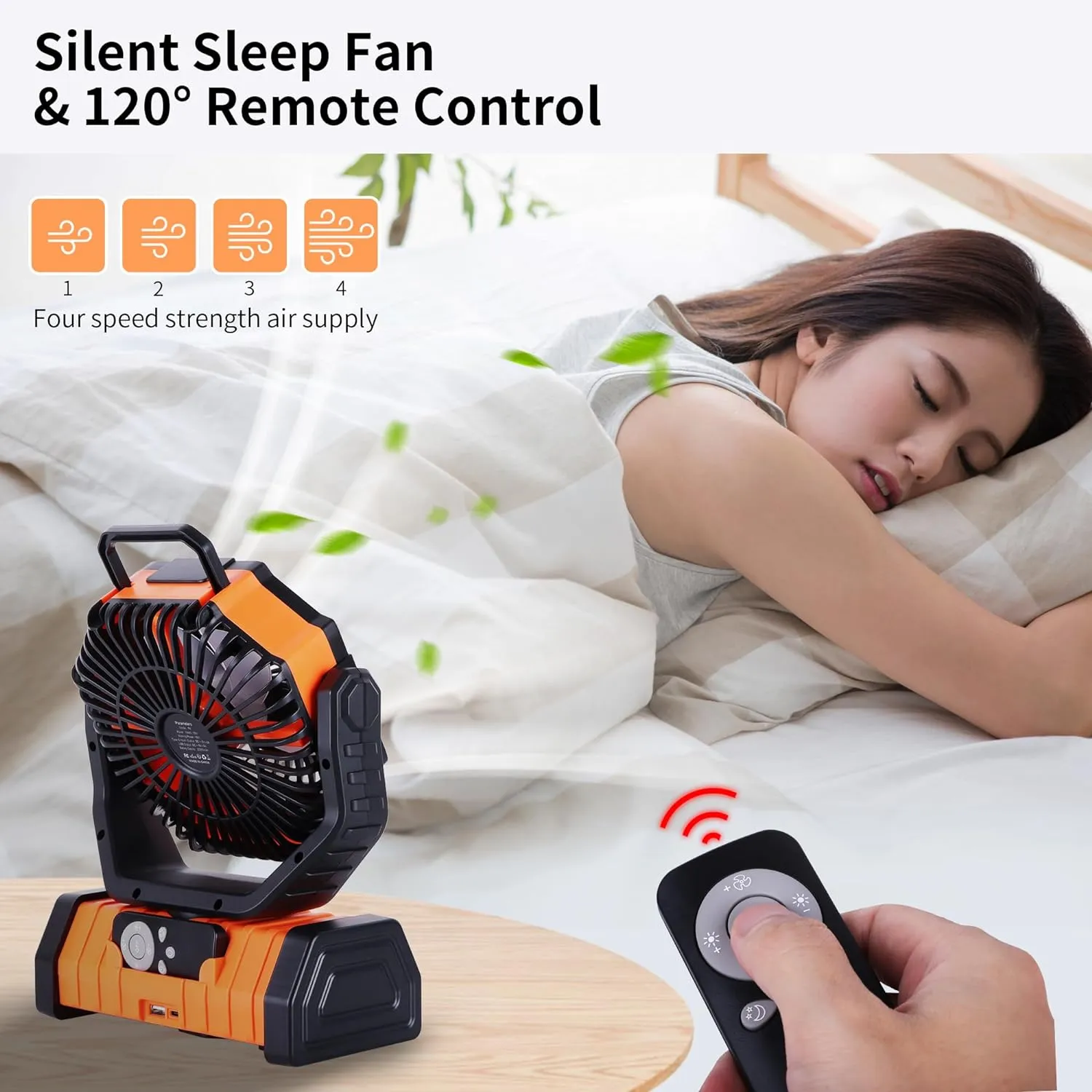 20000mAh Camping Fan Battery Operated,Portable Rechargeable Battery Powered Fan with LED Light,360Oscillating & 8H Timer Portable Camping UEssentials Fans with Hook