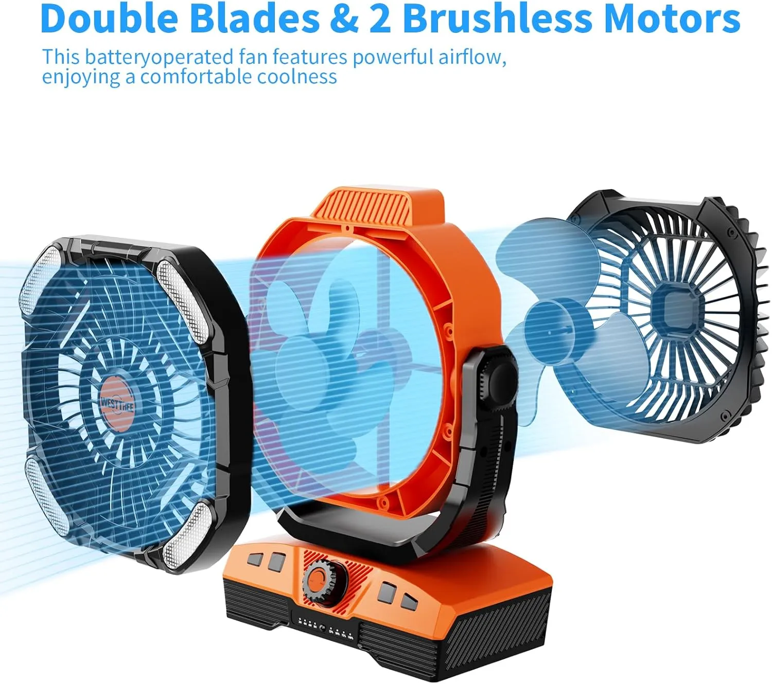 20000mAh Camping Fan Oscillating Portable Fan Battery Powered Fans Rechargeable Camping essentials with Light Hook, 270 Pivot USB Desk Battery Operated Outdoor Tent Travel