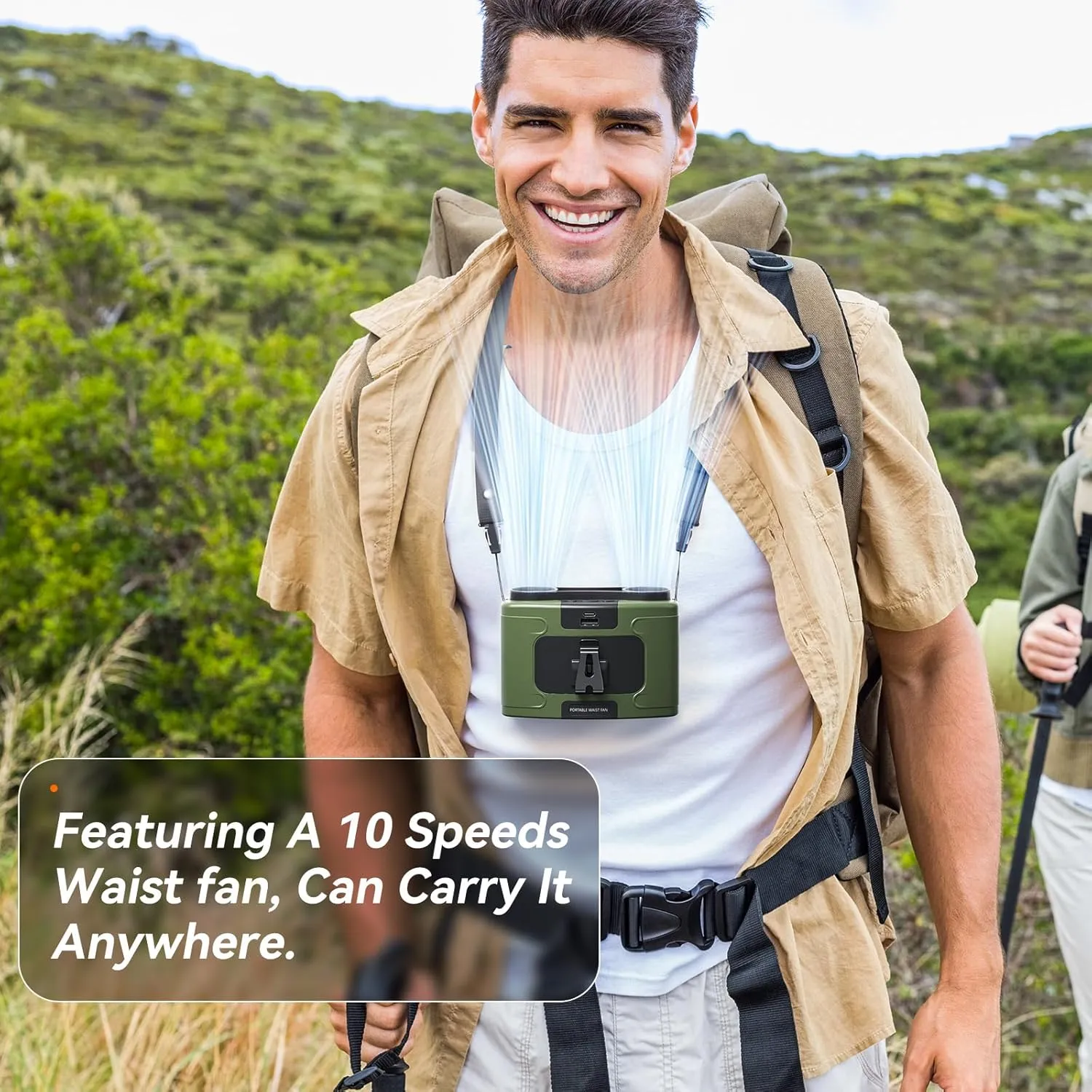 20000mAh Personal Waist Fan, USB Rechargeable Clip The Waist For Working,10 Speed & 40H Cooling and Heatstroke Prevention For Outdoor Travel Camping