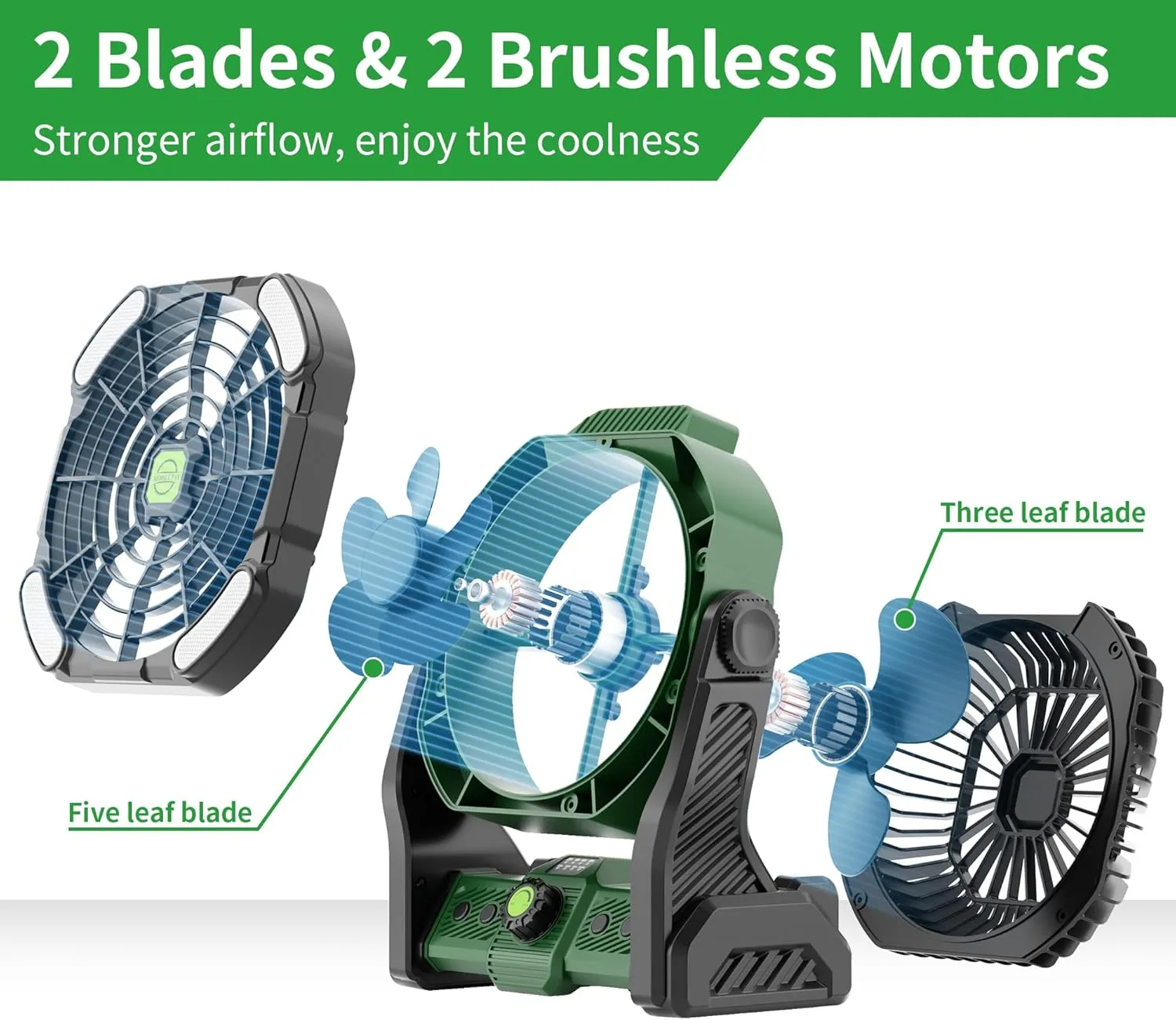 20000mAh Portable Camping Fan Rechargeable Portable fans for Travel Battery Powered Fan with LED Lantern,270 Rotation,USB Desk Battery Rechargeable Tent for camping essentials with Hook