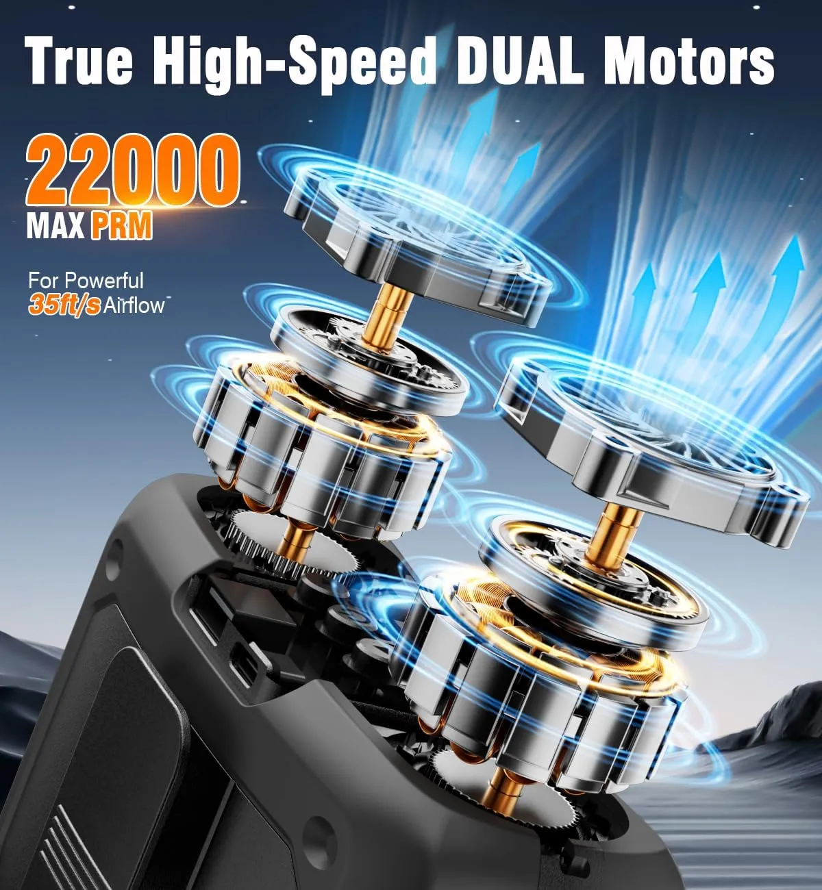 20000mAh Portable Fan,Ture High Speed Dual Motors with 200% Powerful Airflow, Up to 135Hours and Rechargeable Personal Neck Waist Wearable Fans for Travel,Camping,Outdoor,Jobsite,Sports,Golf
