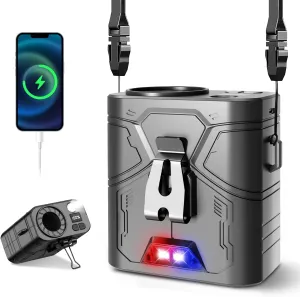 20000mAh Portable Waist Fan, Clip-On Wearable Belt Fan with 5-Speed 20000RPM Motor, Neck Hanging & Desktop Personal Fans, 60H Runtime, Hands-Free Mini Fans for Camping, Worksite, Outdoor Use Waist-mounted portable fan for outdoor use