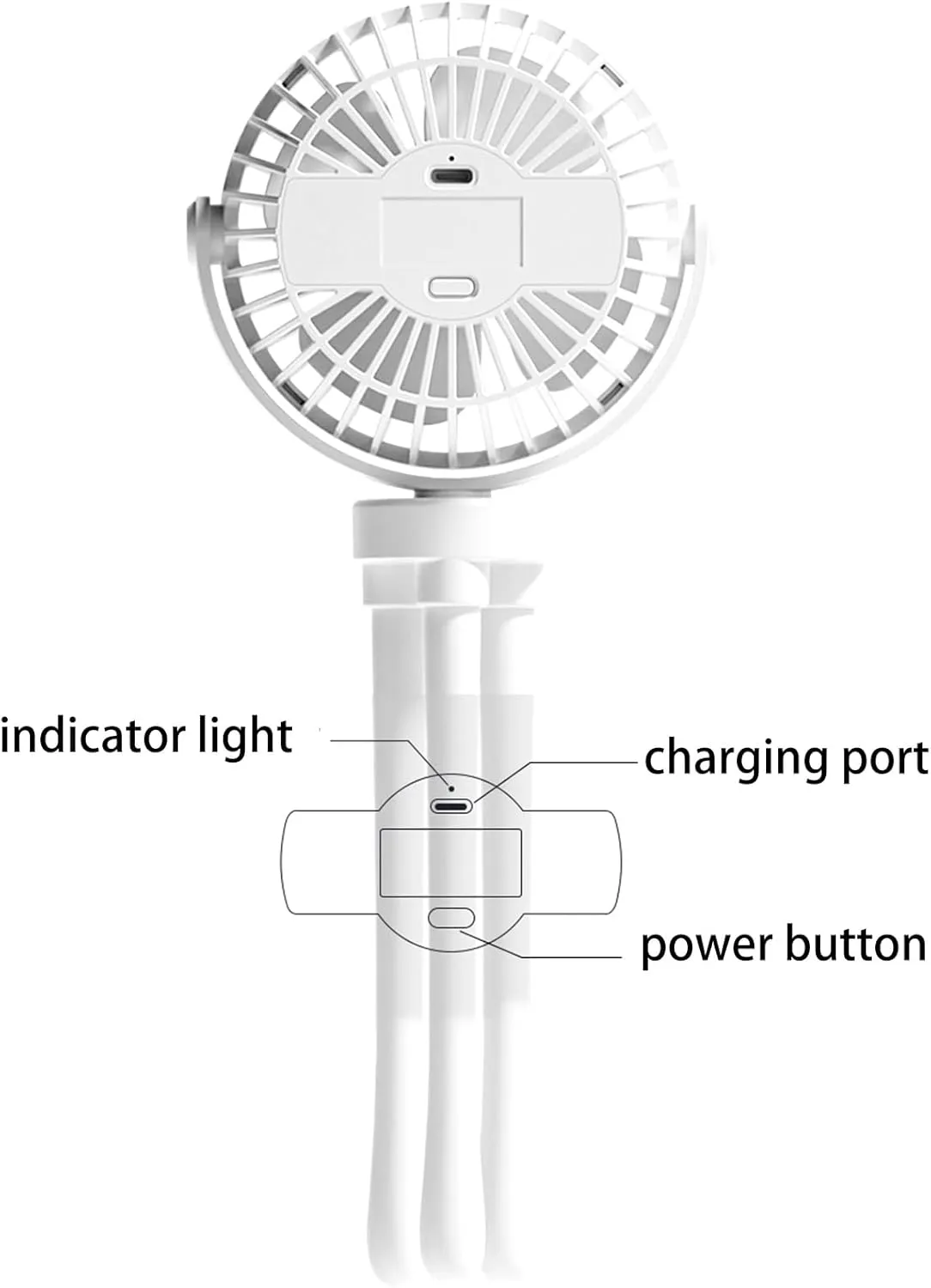 2000mah Portable Stroller Fan 3 Speeds Baby Fan Rechargeable Handheld Fan Octopus Desk Fan for Amusement