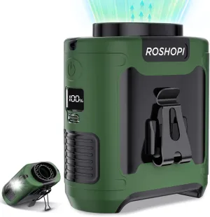 2025 AI Portable Fan Rechargeable -10000mAh, 40H Work Time with 5 Speeds 16000RPM Strong Airflow, Personal Waist Fan with Flashlight for Clip On Belt, Neck, Desk, Outdoor Indoor Jobsite Camping Travel Waist-mounted portable fan for outdoor use
