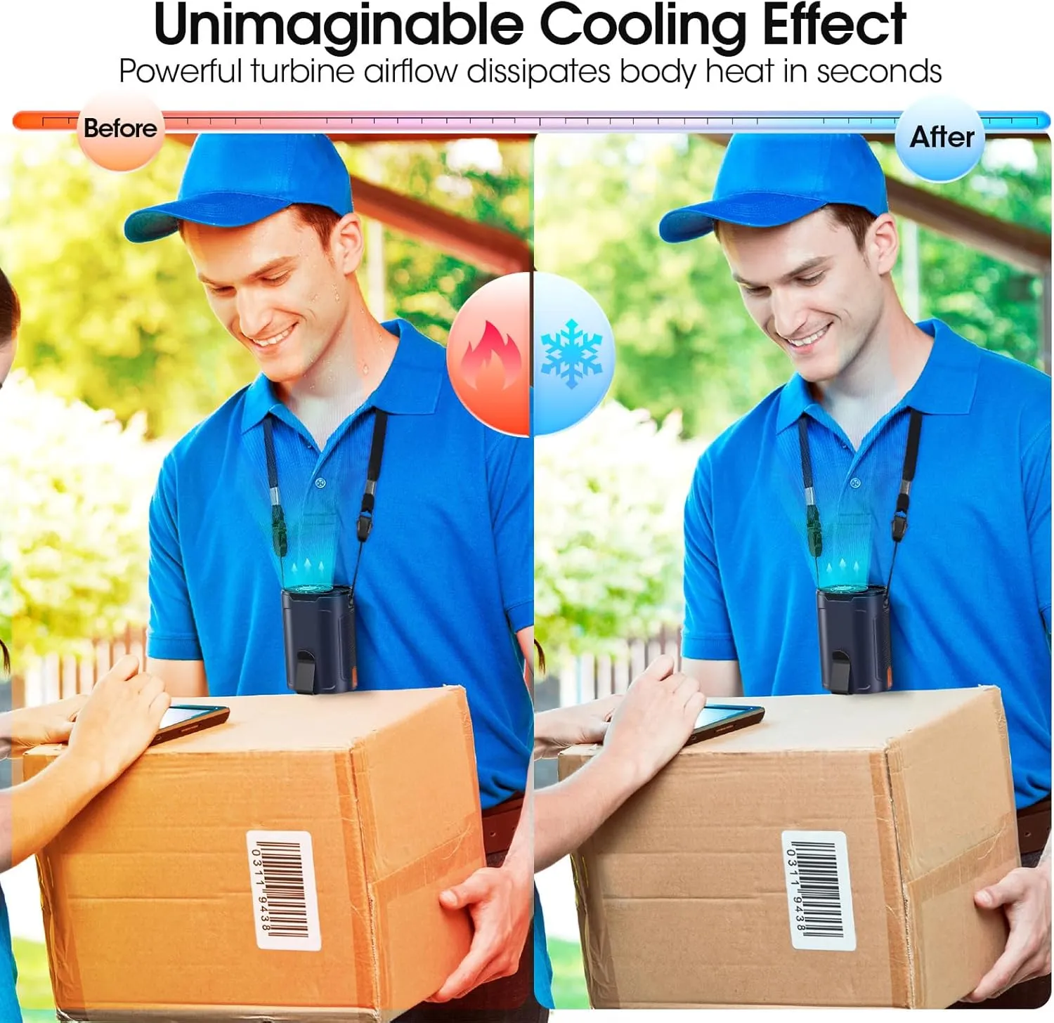 2025 AI Portable Fan Rechargeable, 4 Speeds 6600RPM Strong Airflow, Personal Waist Fan with up to 25H of Working Time, Hanging Neck Fan, Wearable Belt Fan for Camping, Outdoor, Jobsite - Blue