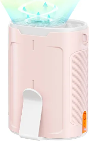 2025 AI Portable Fan Rechargeable, 4 Speeds 6600RPM Strong Airflow, Personal Waist Fan with up to 25H of Working Time, Hanging Neck Fan, Wearable Belt Fan for Camping, Outdoor, Jobsite - Pink Waist-mounted portable fan for outdoor use