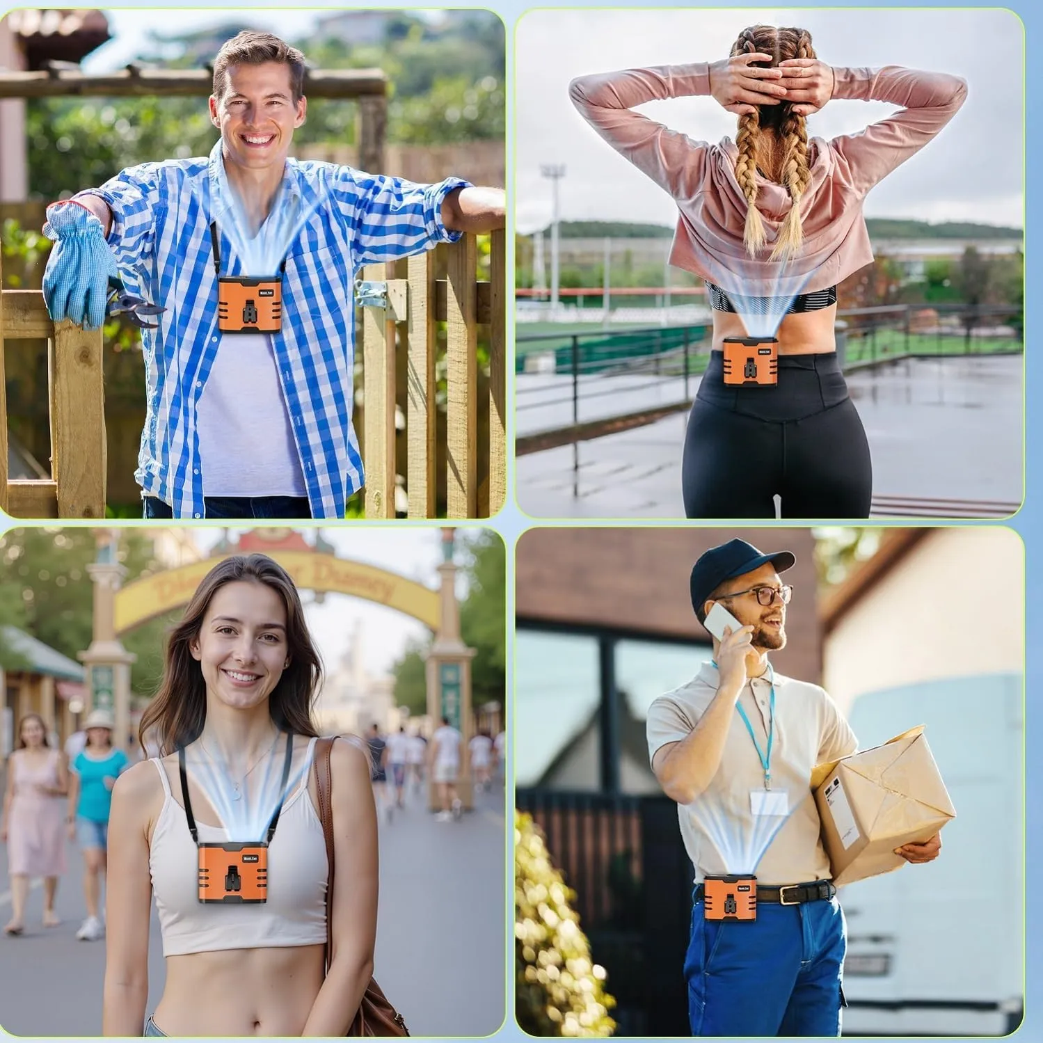 2025 AI Portable Fan Rechargeable, Personal Waist Fan 10000mAh, 26 FT/S 10 Speed, 35H Run Time With Flashlight, Wearable Clip on Belt Fans, Hanging Neck Fan for Hiking, Camping, Summer Gifts